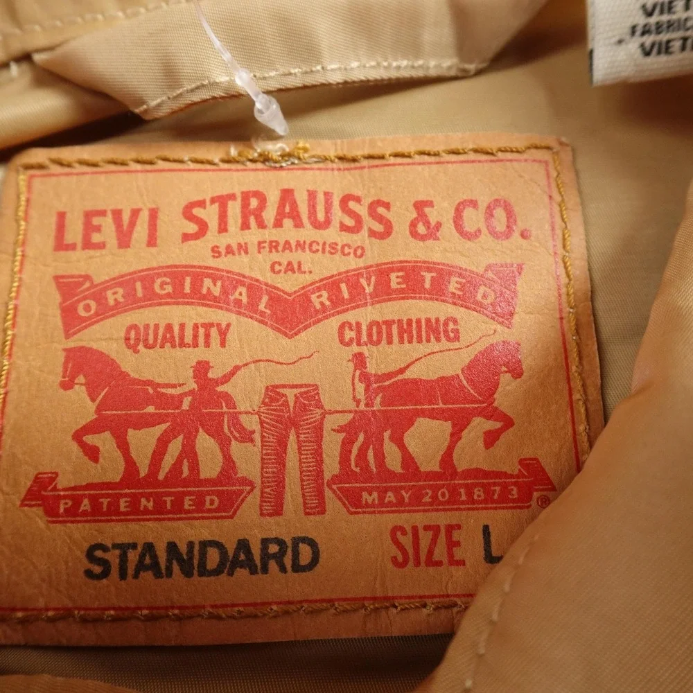 NEW Levis Jacket Mens L Beige Brown Type‎ 3 Trucker Windbreaker Bomber Coat Work